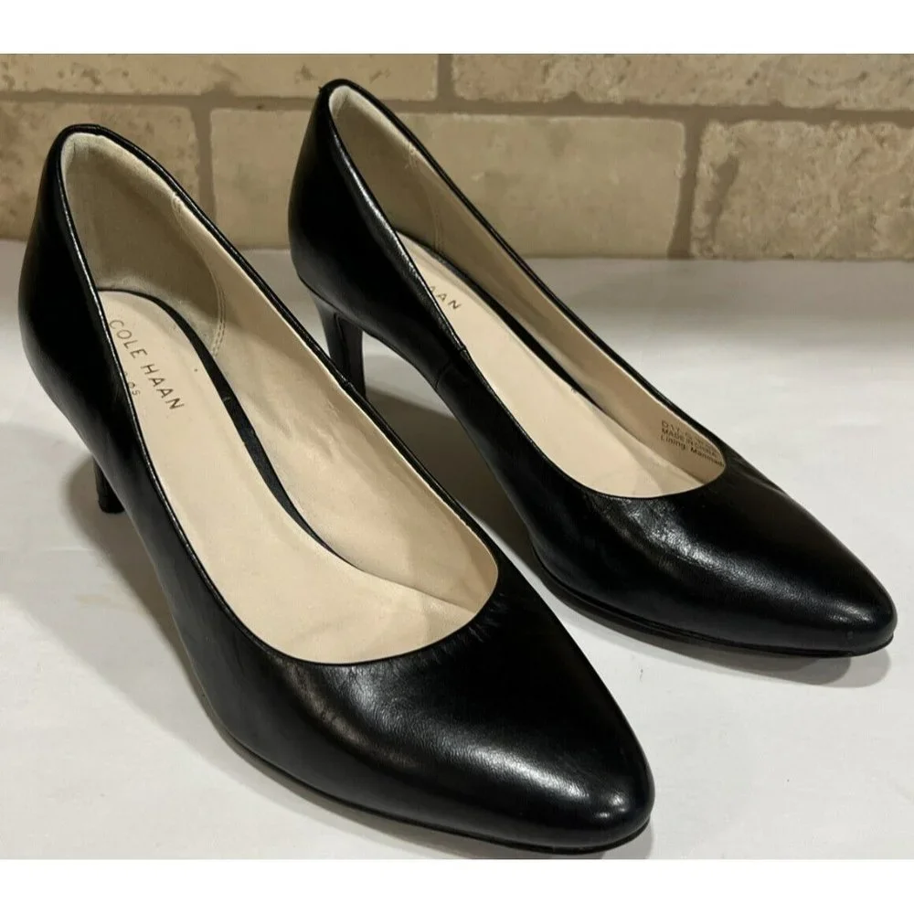Womens Cole Haan Helen Grand OS Black Leather Pumps Heels Career Business W05333